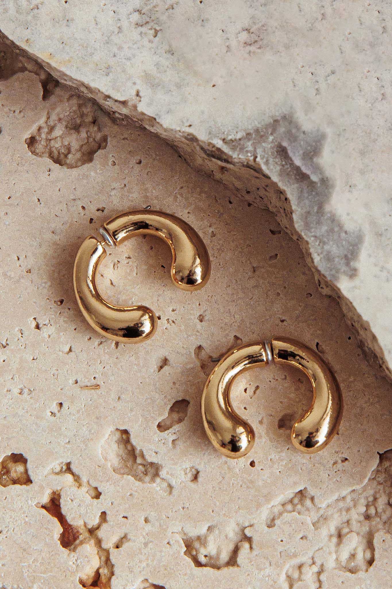 Chiara Half Hoop Stud Earrings Gold - Sonourner