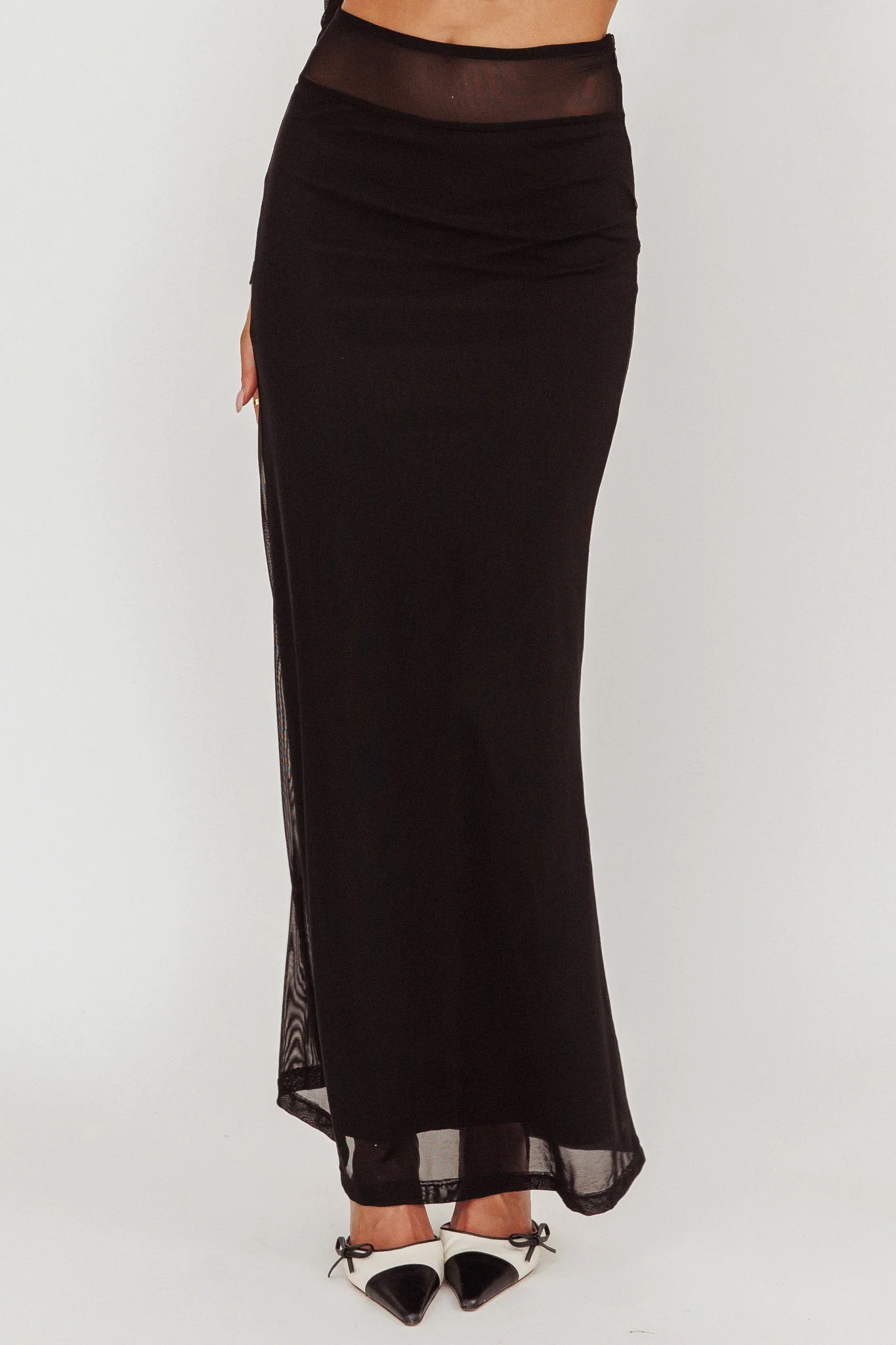 Perfect Worlds Mesh Maxi Skirt Black - Sonourner