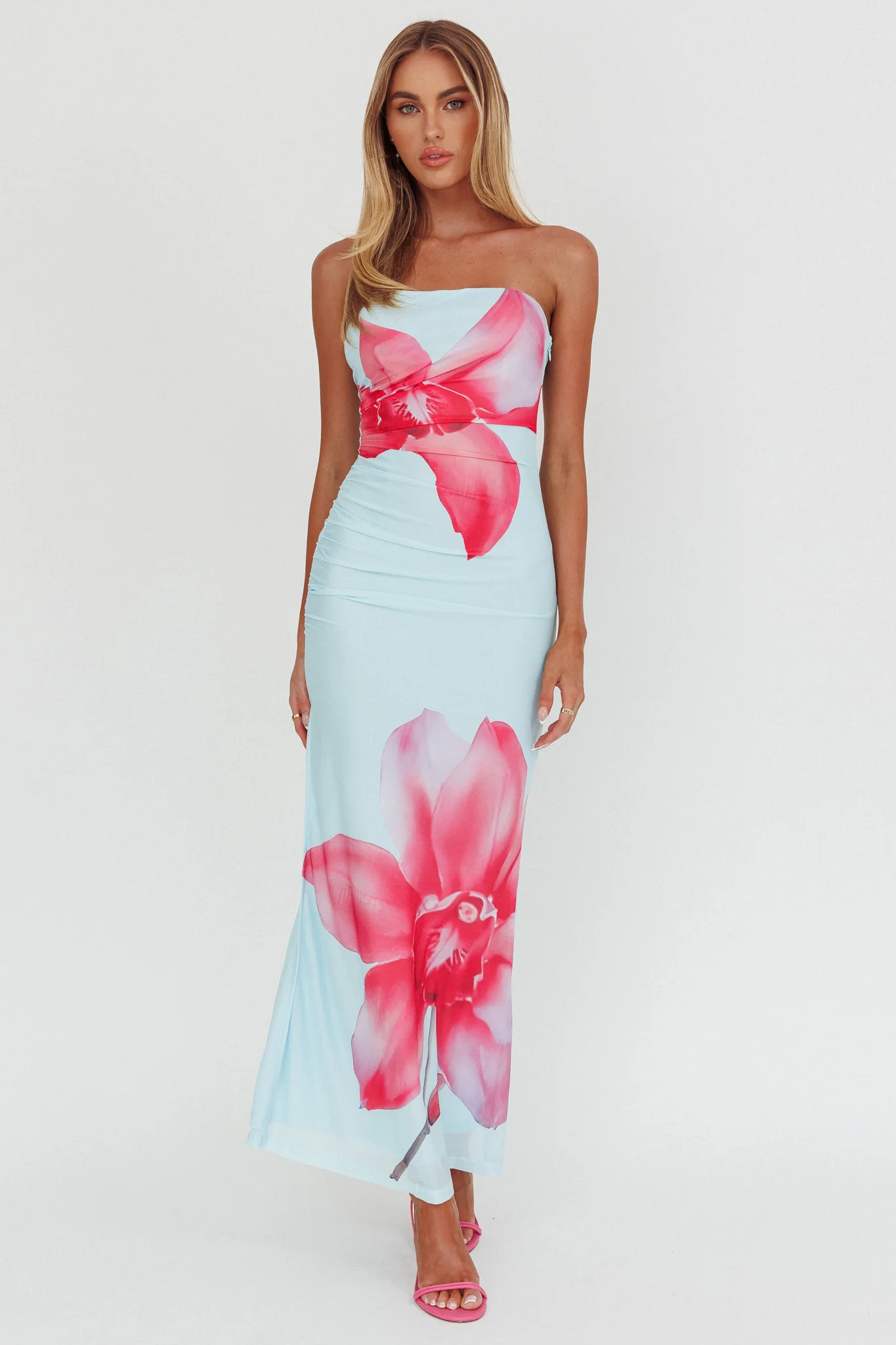 Truth Be Told Strapless Maxi Dress Blue - Sonourner