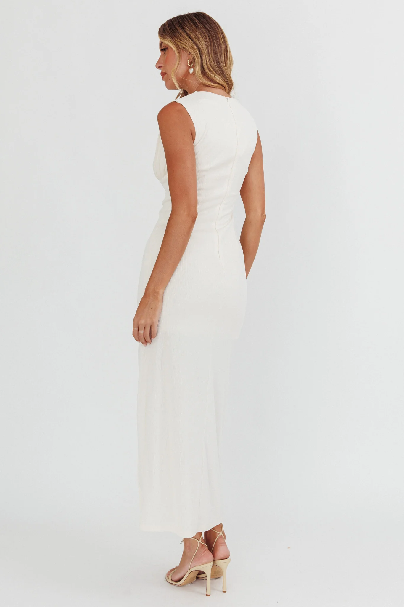 Daleela Asymmetric Neckline Maxi Dress Vanilla - Sonourner