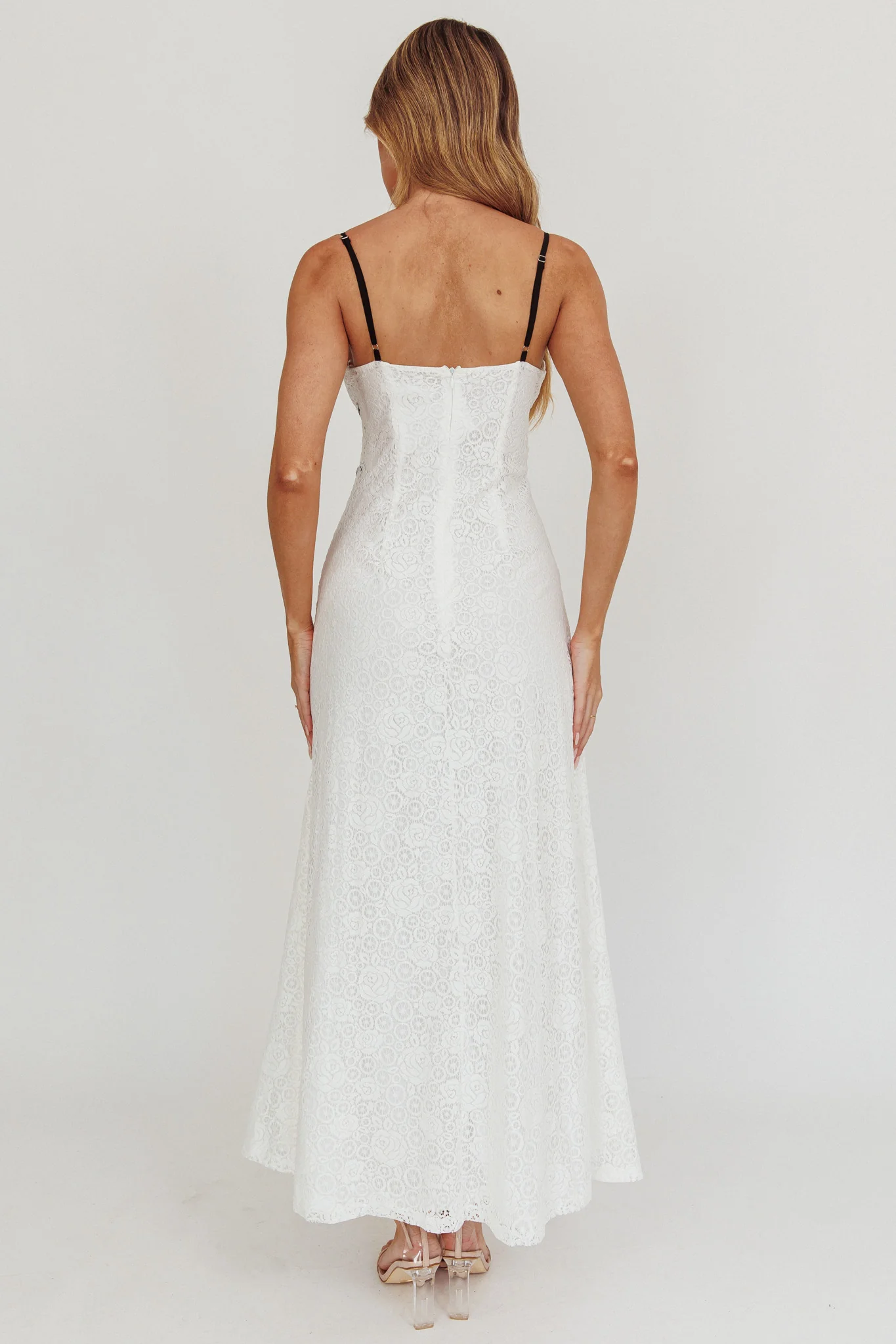 Find Your Way Lace Contrast Maxi Dress White - Sonourner