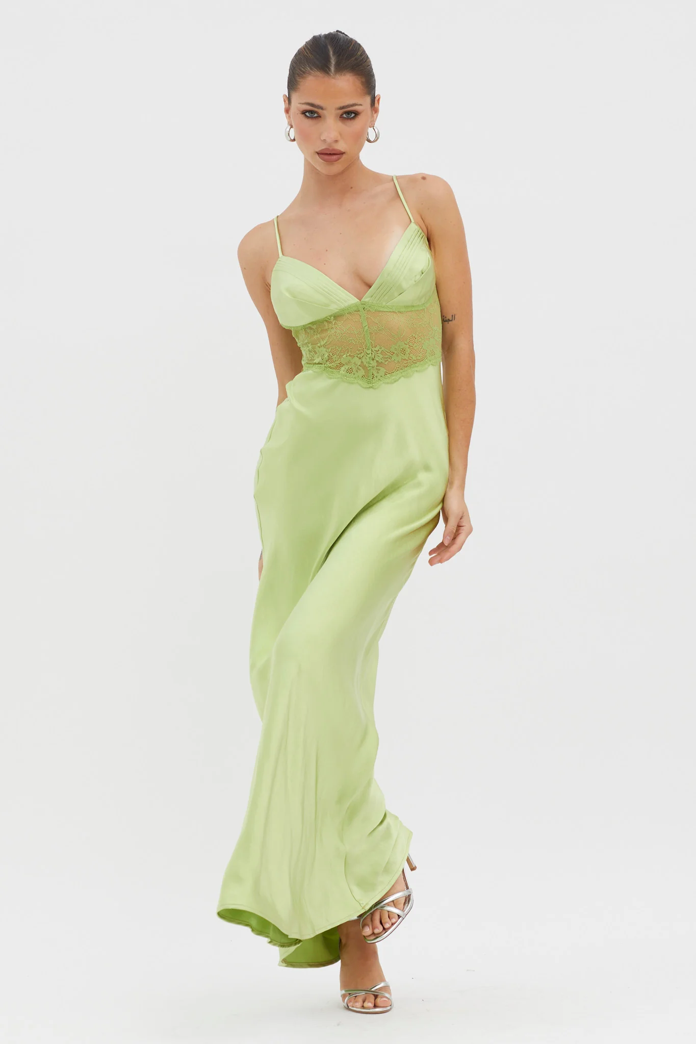 Kinzie Lace Waist Maxi Dress Apple - Sonourner