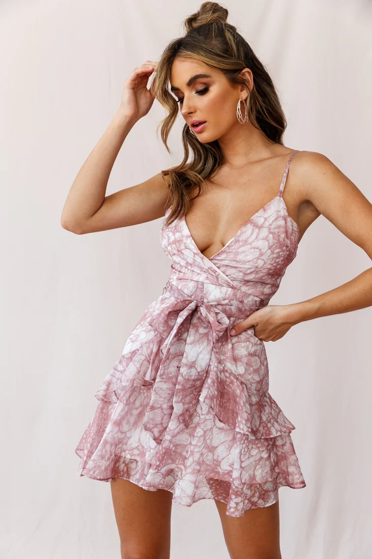 Kerry Layered Ruffle Cami Strap Dress Nude - Sonourner