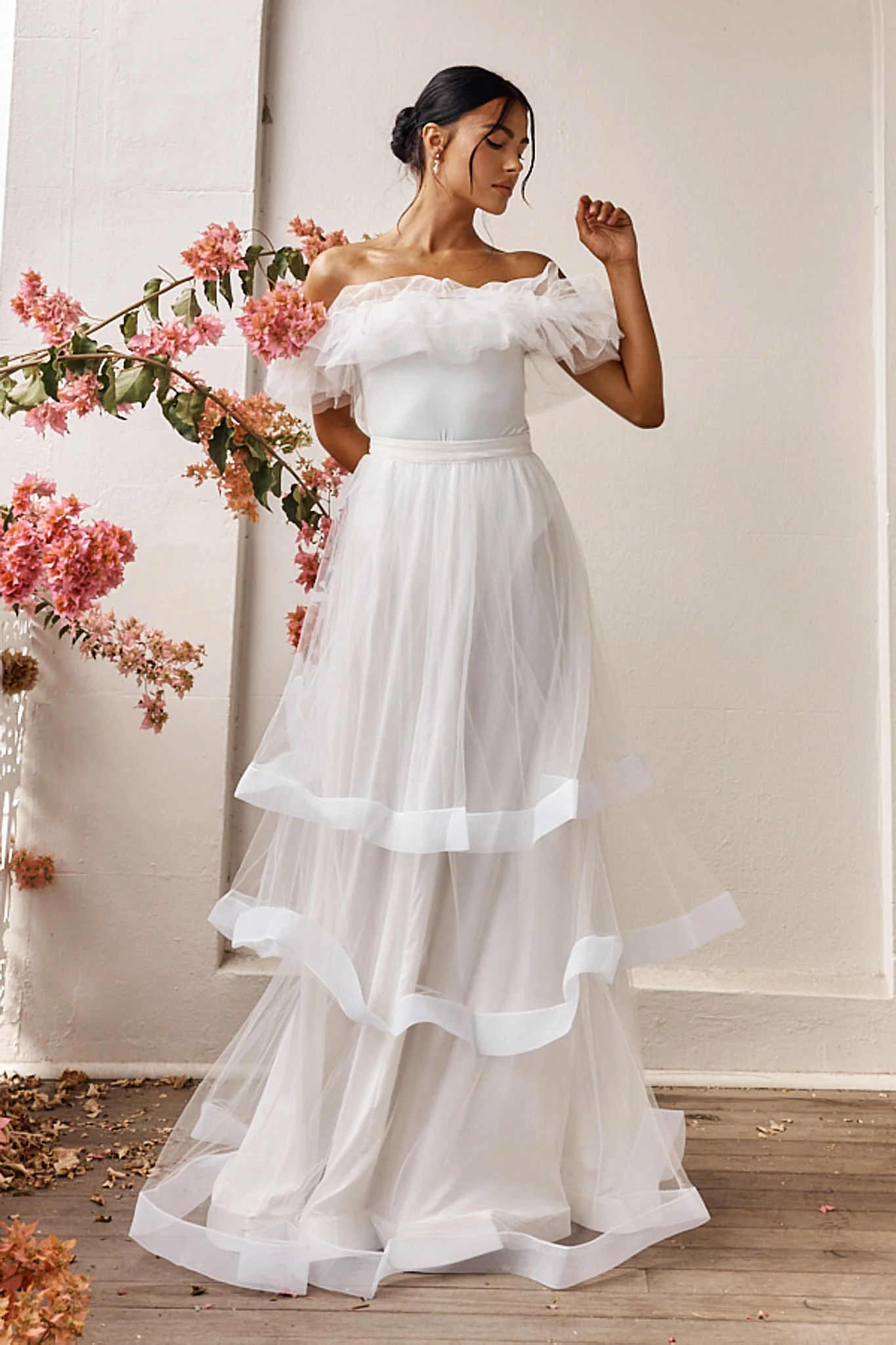 Watson Layered Maxi Skirt Off White - Sonourner