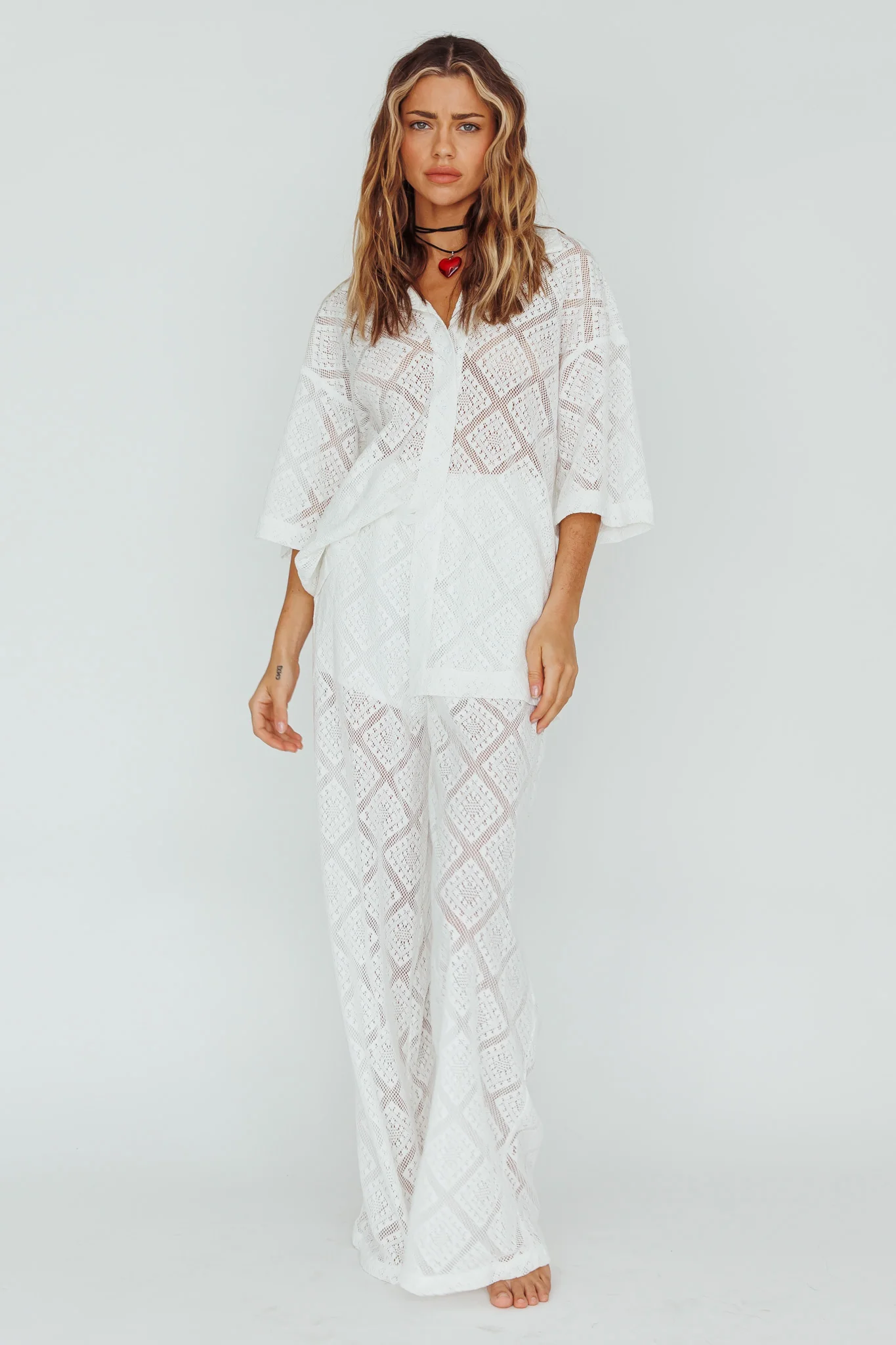 Abraya Lace Overlay Pants White - Sonourner
