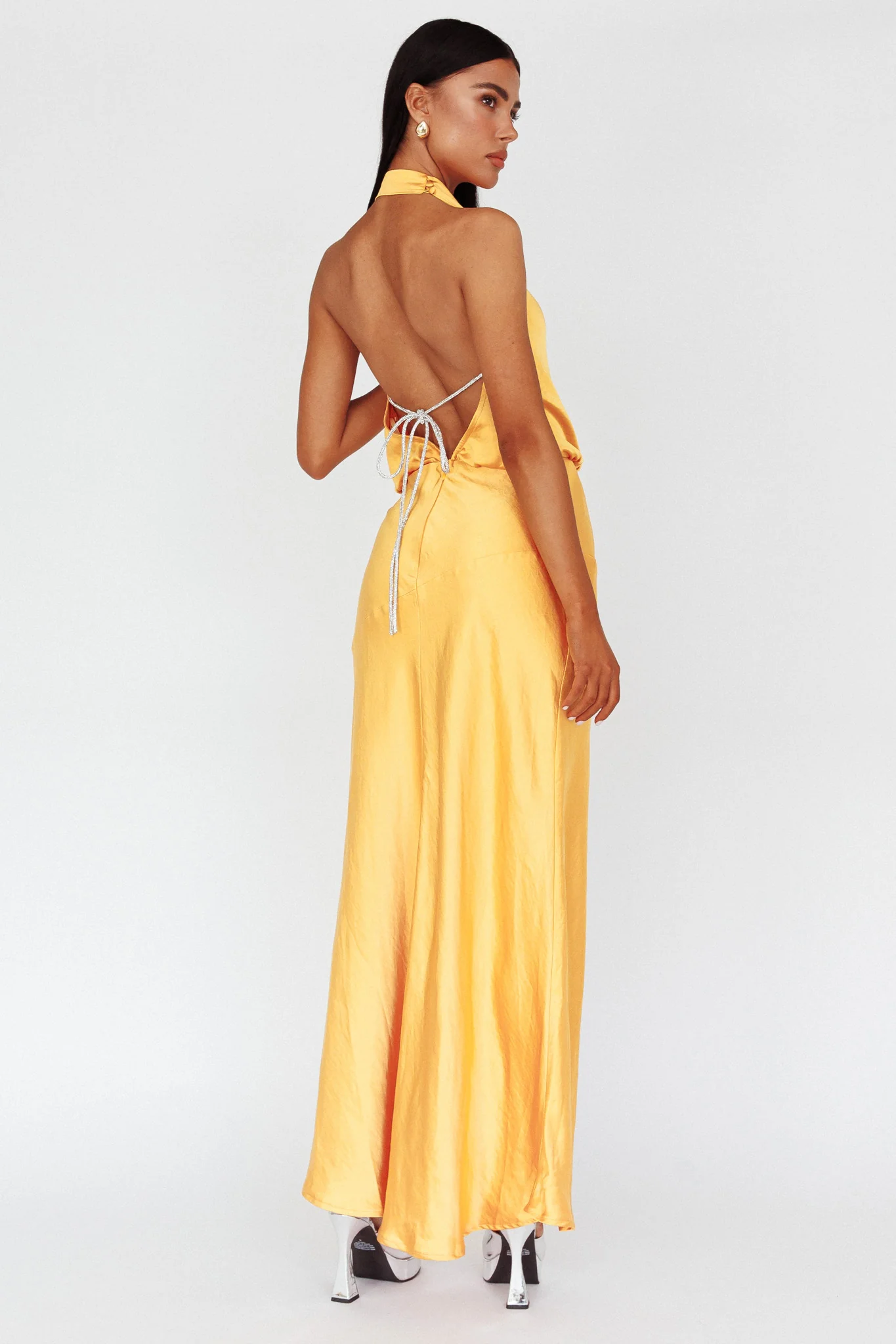 Amalfi Sunset Cowl Halterneck Maxi Dress Sun - Sonourner