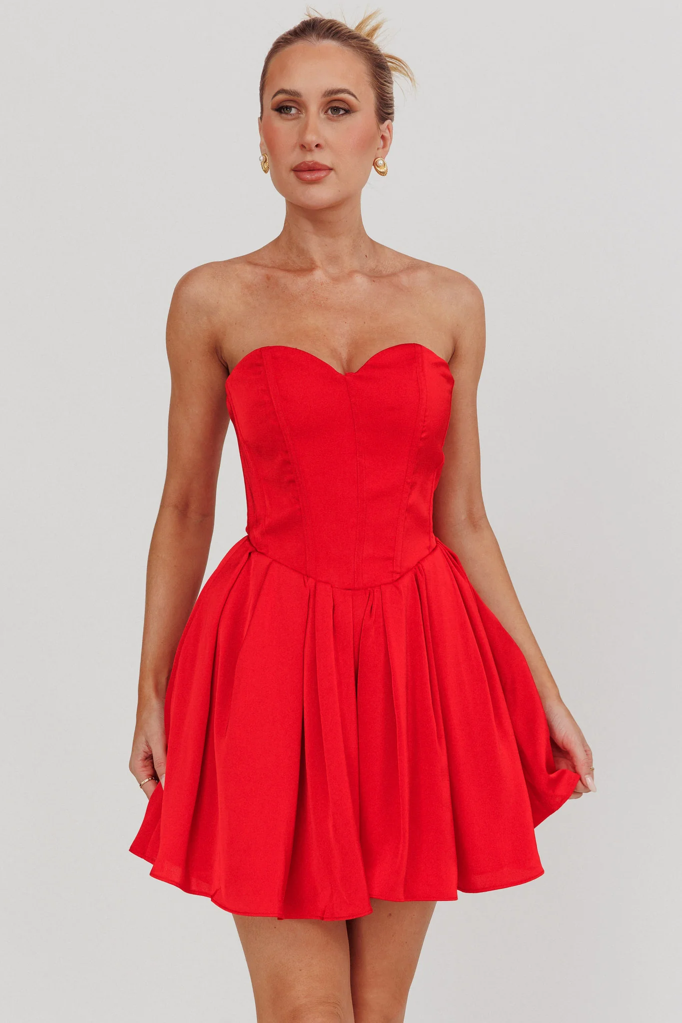What I Like Sweetheart Neckline Mini Dress Red - Sonourner