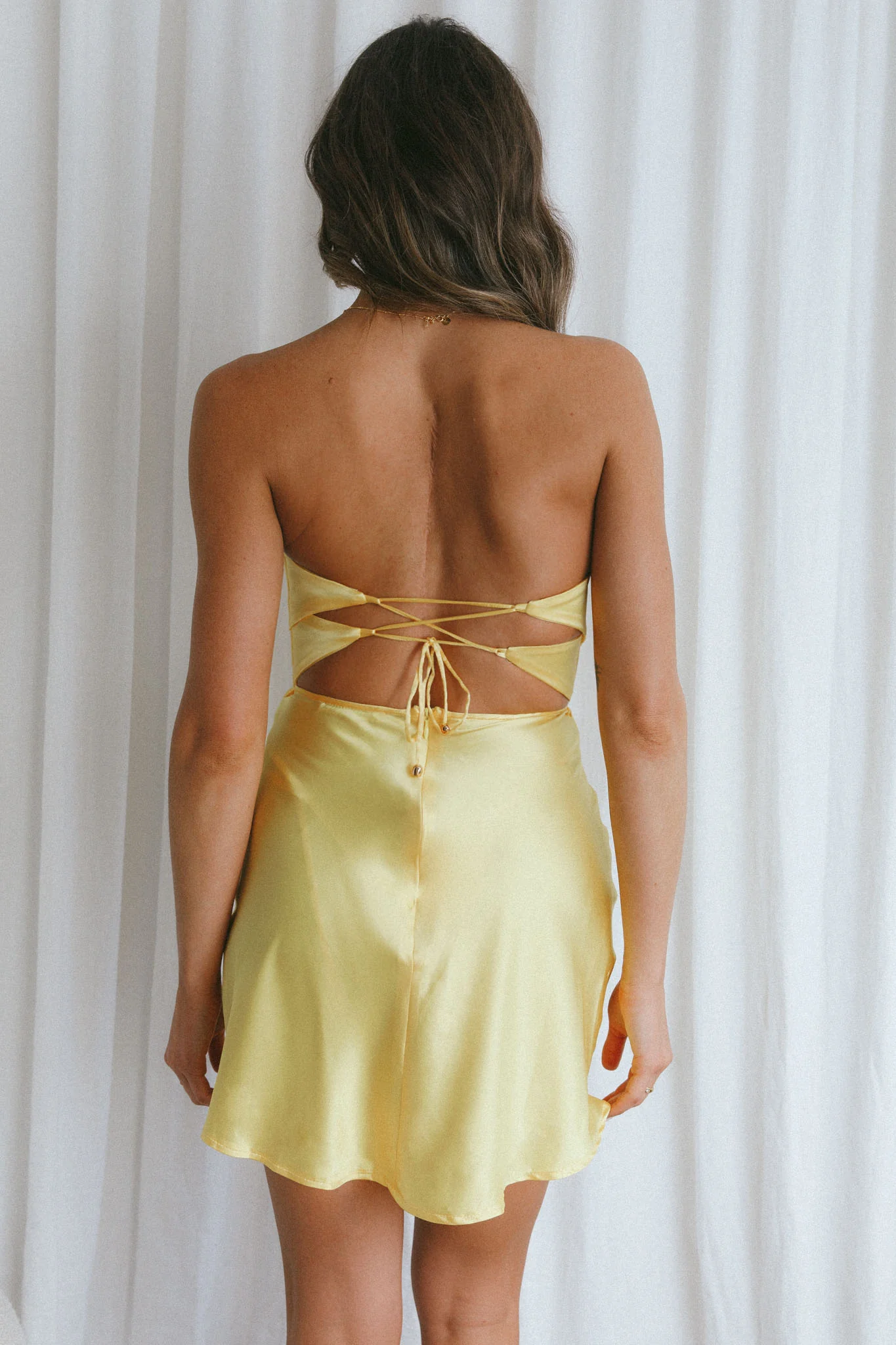 Good Impression Double Twist Mini Dress Yellow - Sonourner