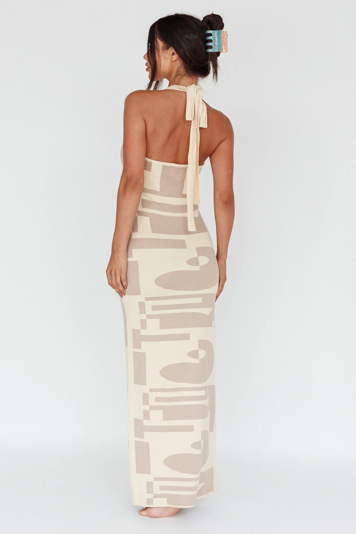 Desert Daze Halterneck Knit Dress Beige - Sonourner