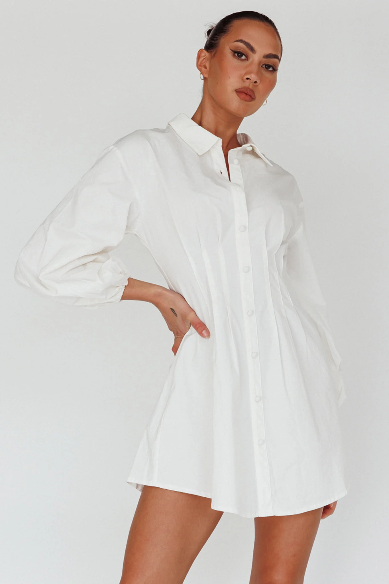 Zurich Long Sleeve Mini Dress White - Sonourner