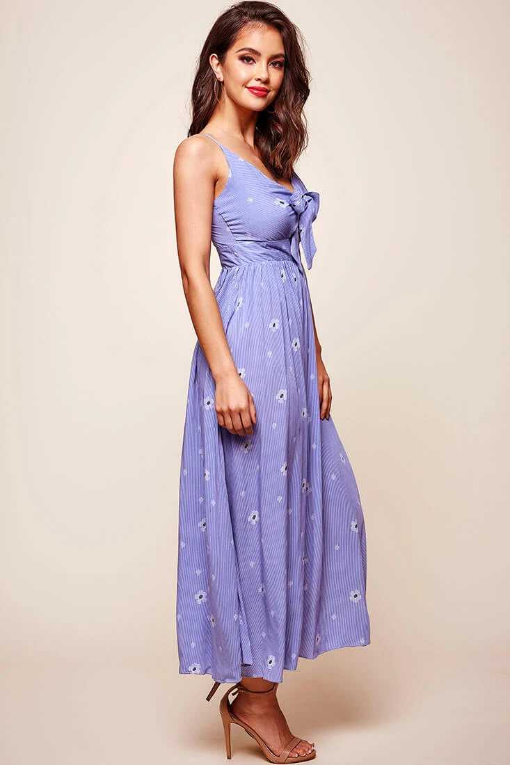 Kiki Thin Stripe Maxi Dress Light Blue - Sonourner