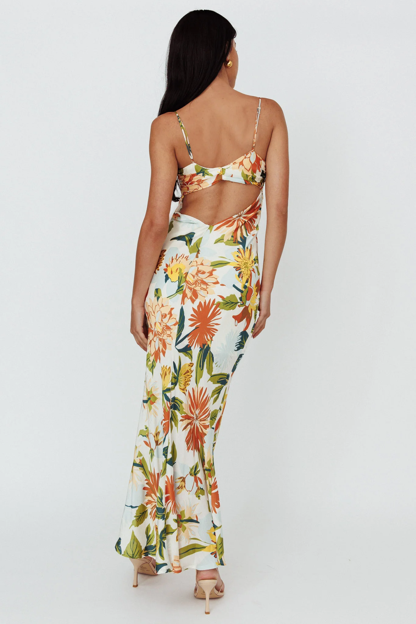 Dance Again Cut-Out Back Maxi Dress Floral Green - Sonourner