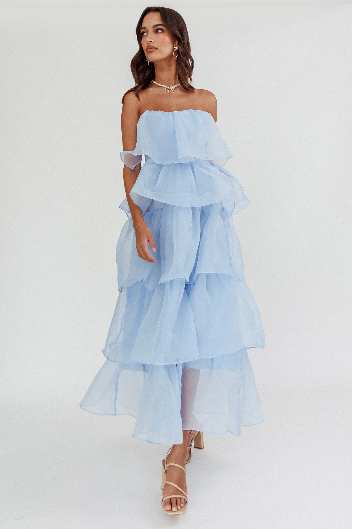 Behati Tiered Layer Midi Dress Blue - Sonourner