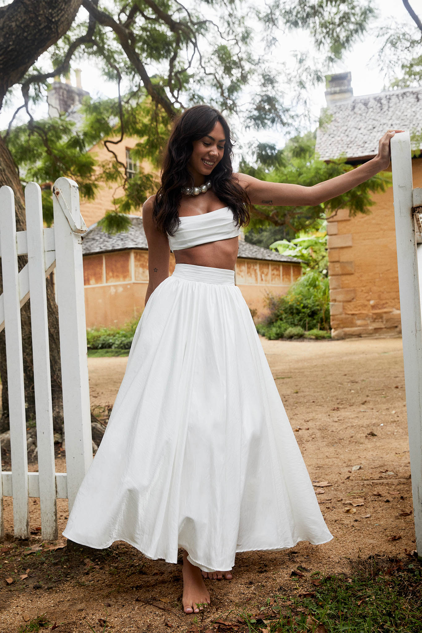 Love Songs Tied Back Maxi Skirt White - Sonourner