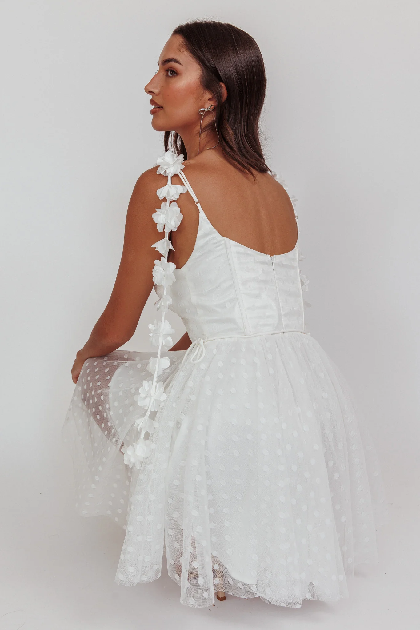 Fairytale Dream Floral Strap Mini Dress White - Sonourner