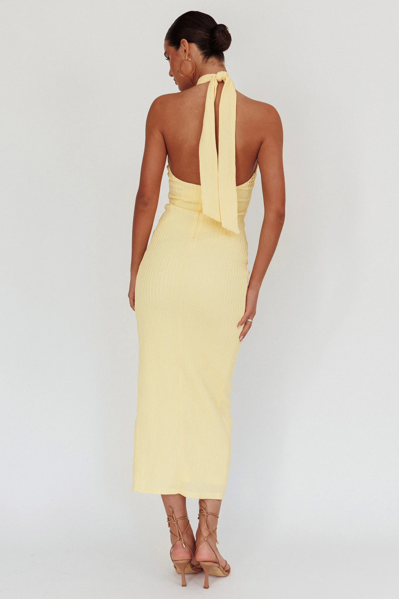 Oracle Halterneck Midi Dress Lemon - Sonourner