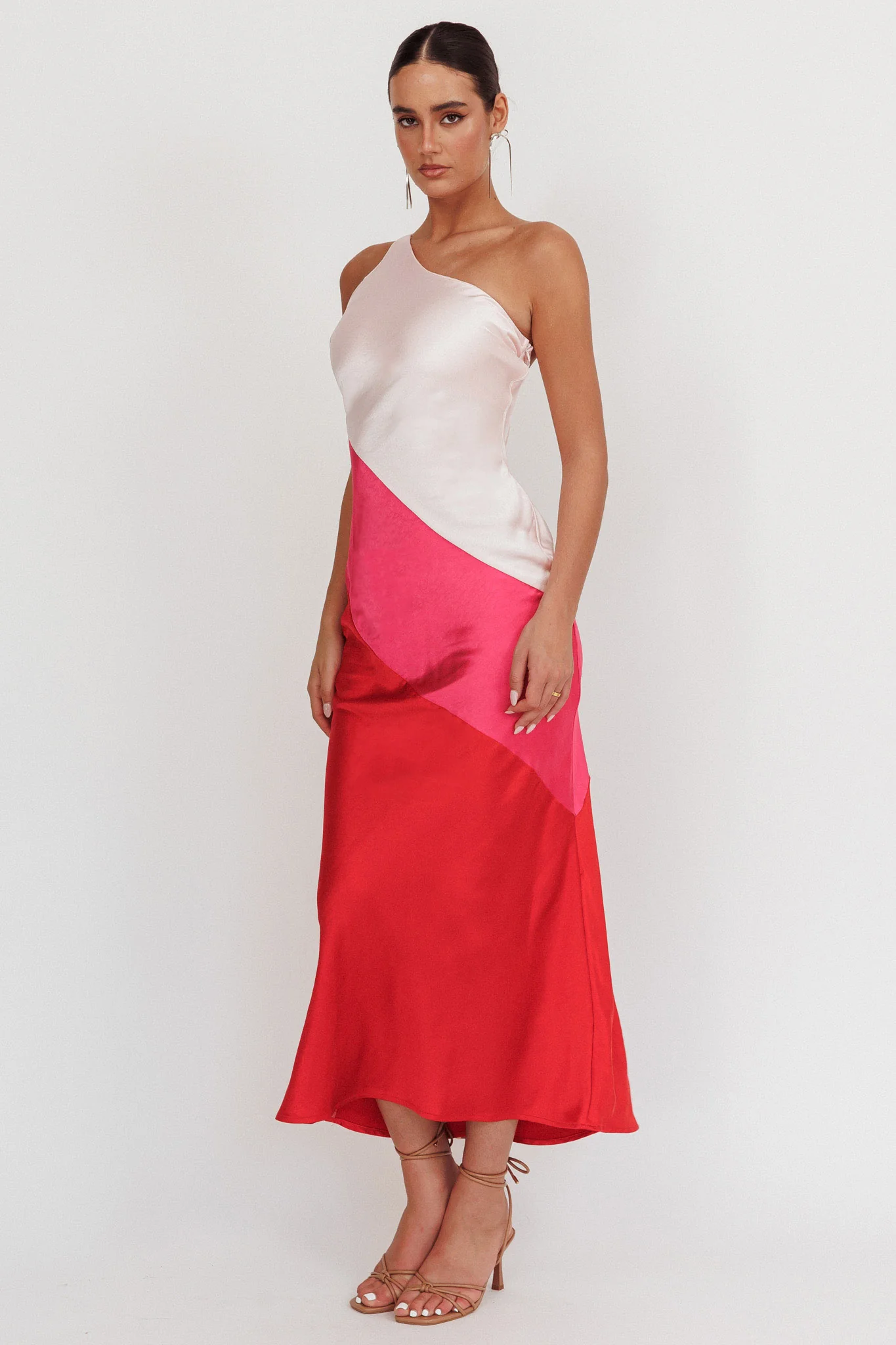 Swipe Right One-Shoulder Maxi Dress Pink - Sonourner