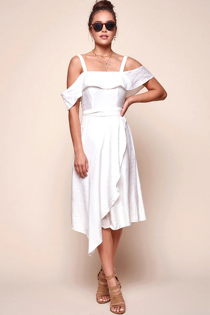 Adali Flowy Summer Midi Dress White - Sonourner