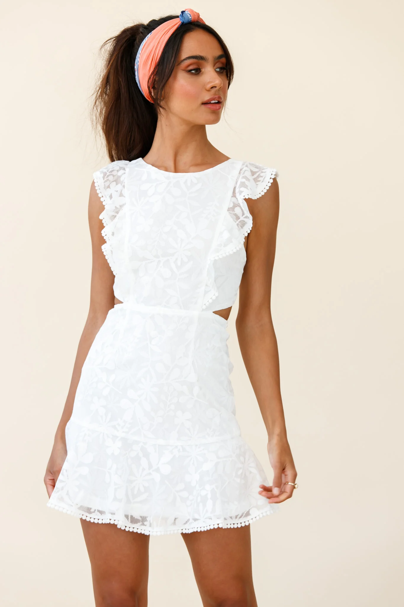 Jackie Pinafore Floral Mesh Dress White - Sonourner