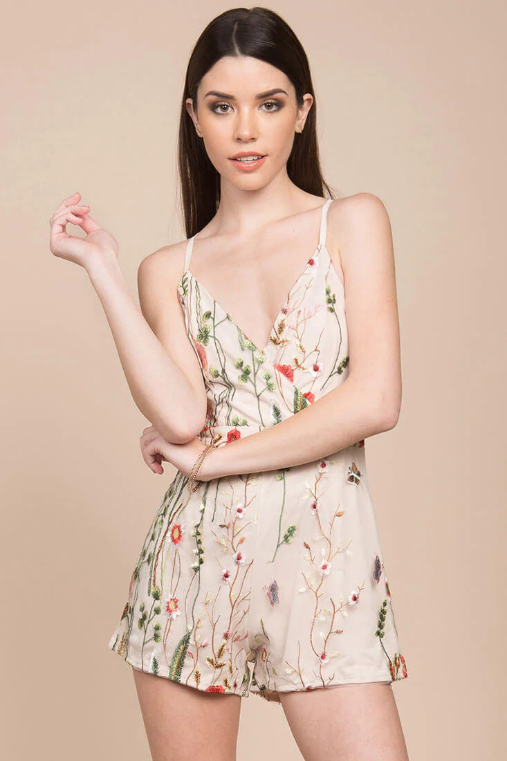 Jolie Floral Romper Beige - Sonourner