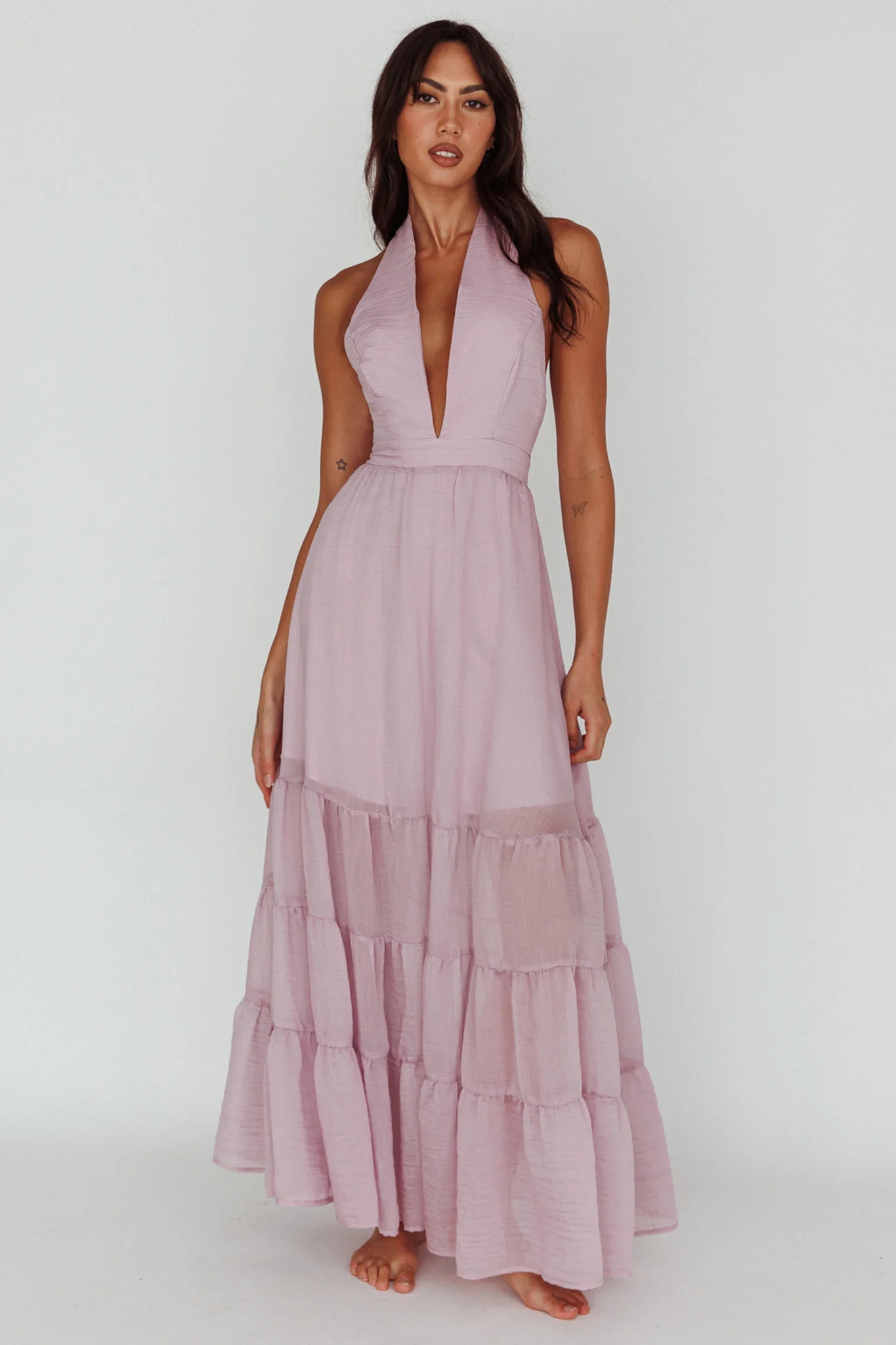 Jalisco Sun Halterneck Maxi Dress Lilac - Sonourner