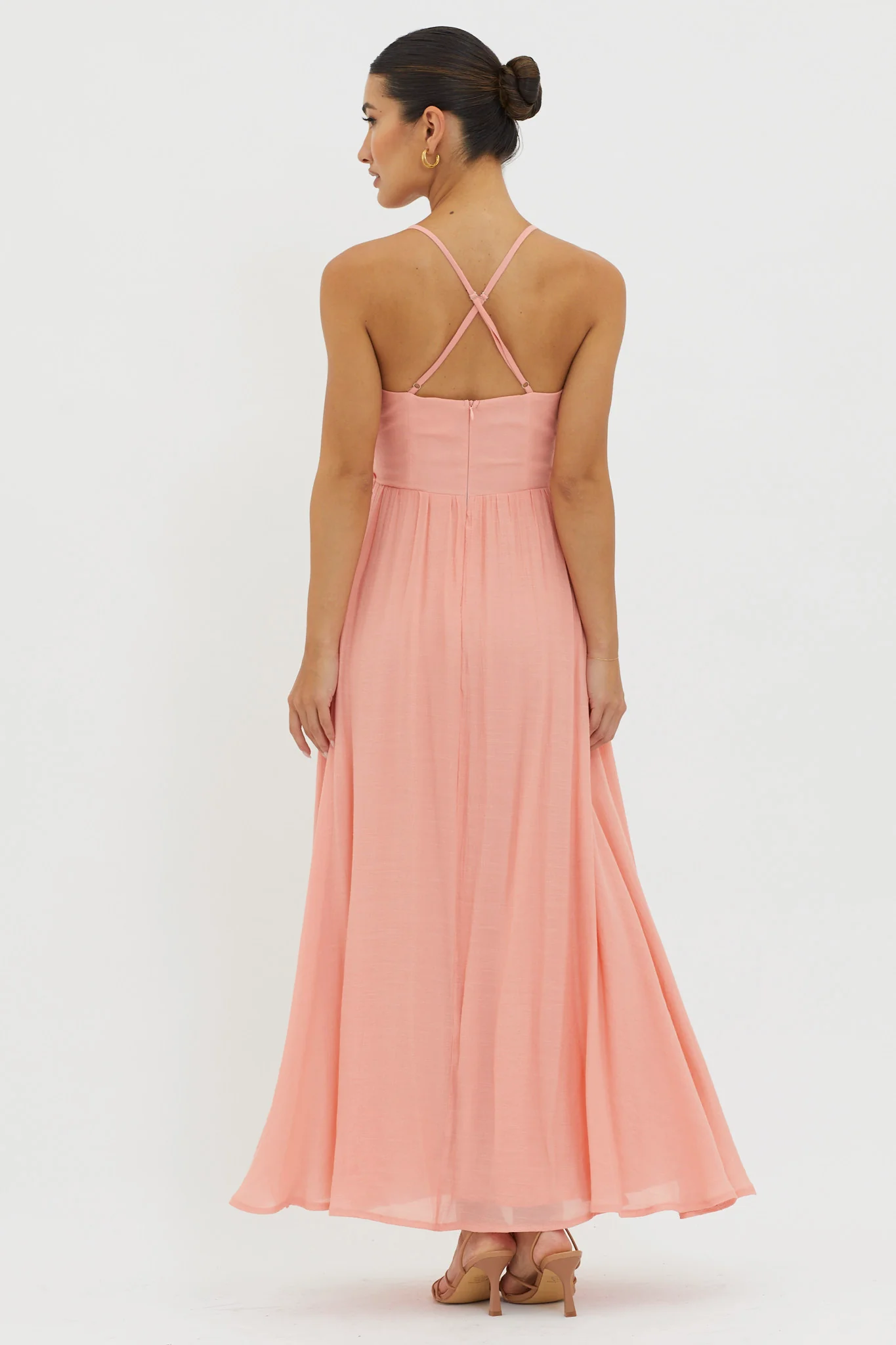Slow It Down Lace Trim Maxi Dress Peach - Sonourner