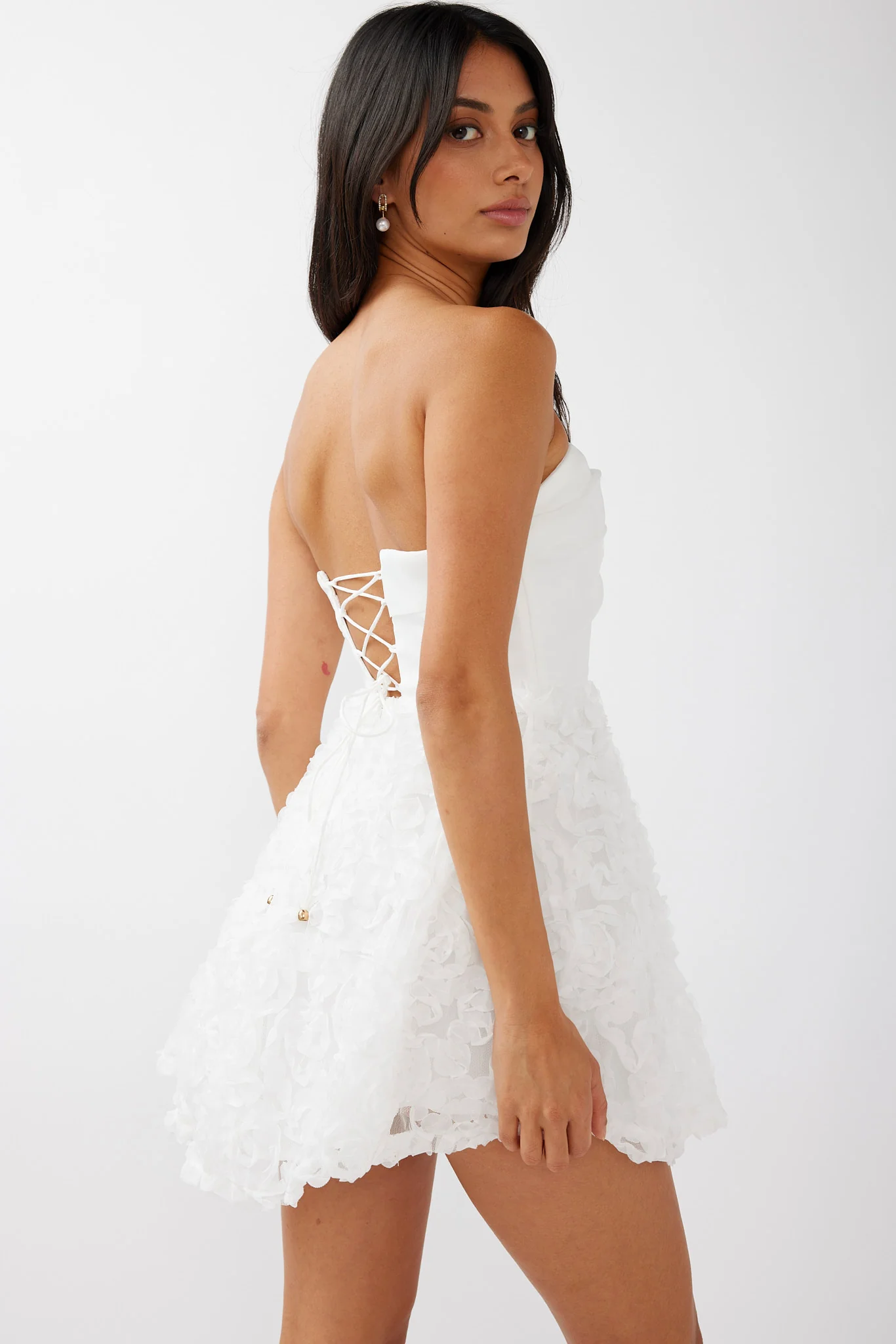 Annalyn Strapless Embellished Mini Dress White - Sonourner
