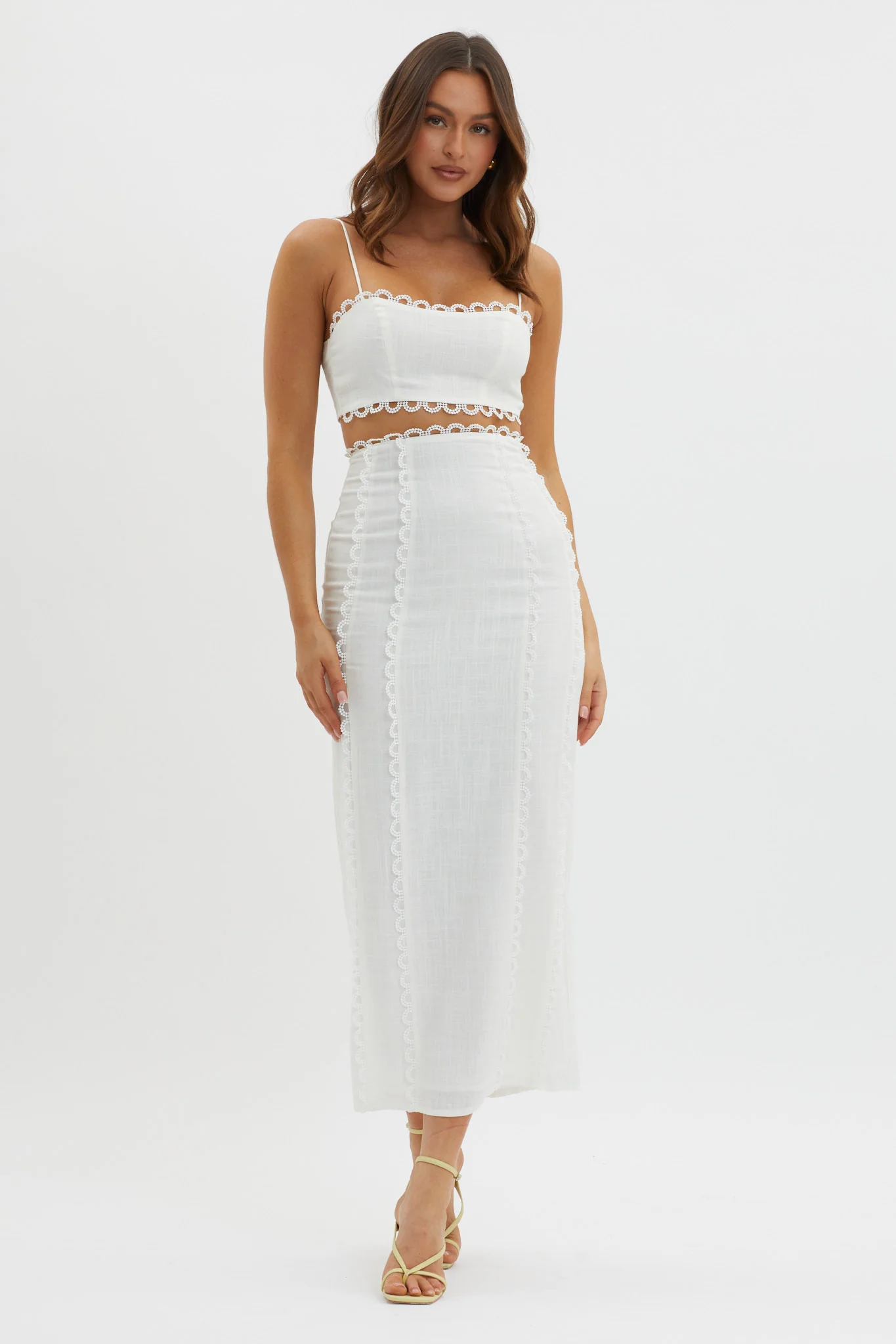 Chamberlain Scallop Trim Maxi Skirt White - Sonourner