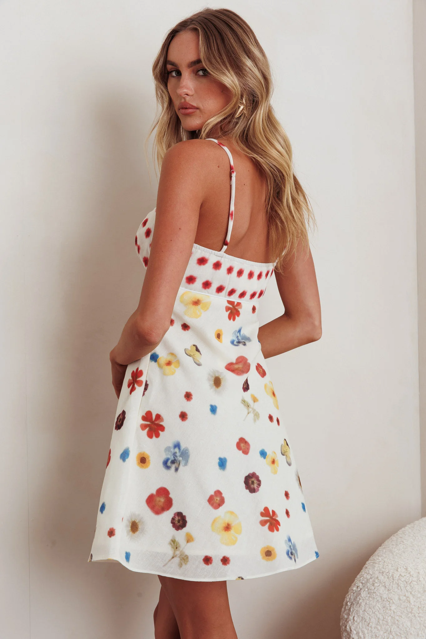 Fleur Sun Cami Strap Mini Dress Flowers Red - Sonourner