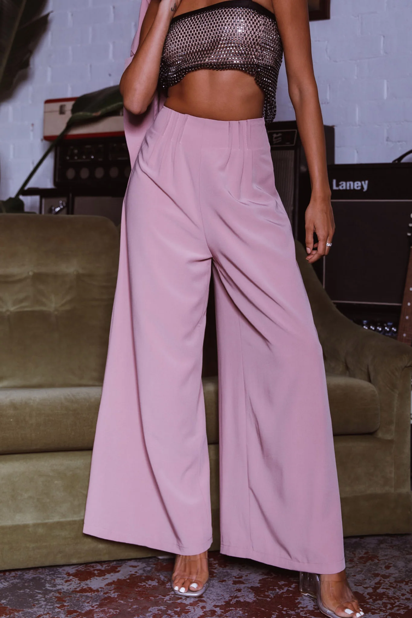Vous Etes Belle Pleated Waist Pants Blush - Sonourner