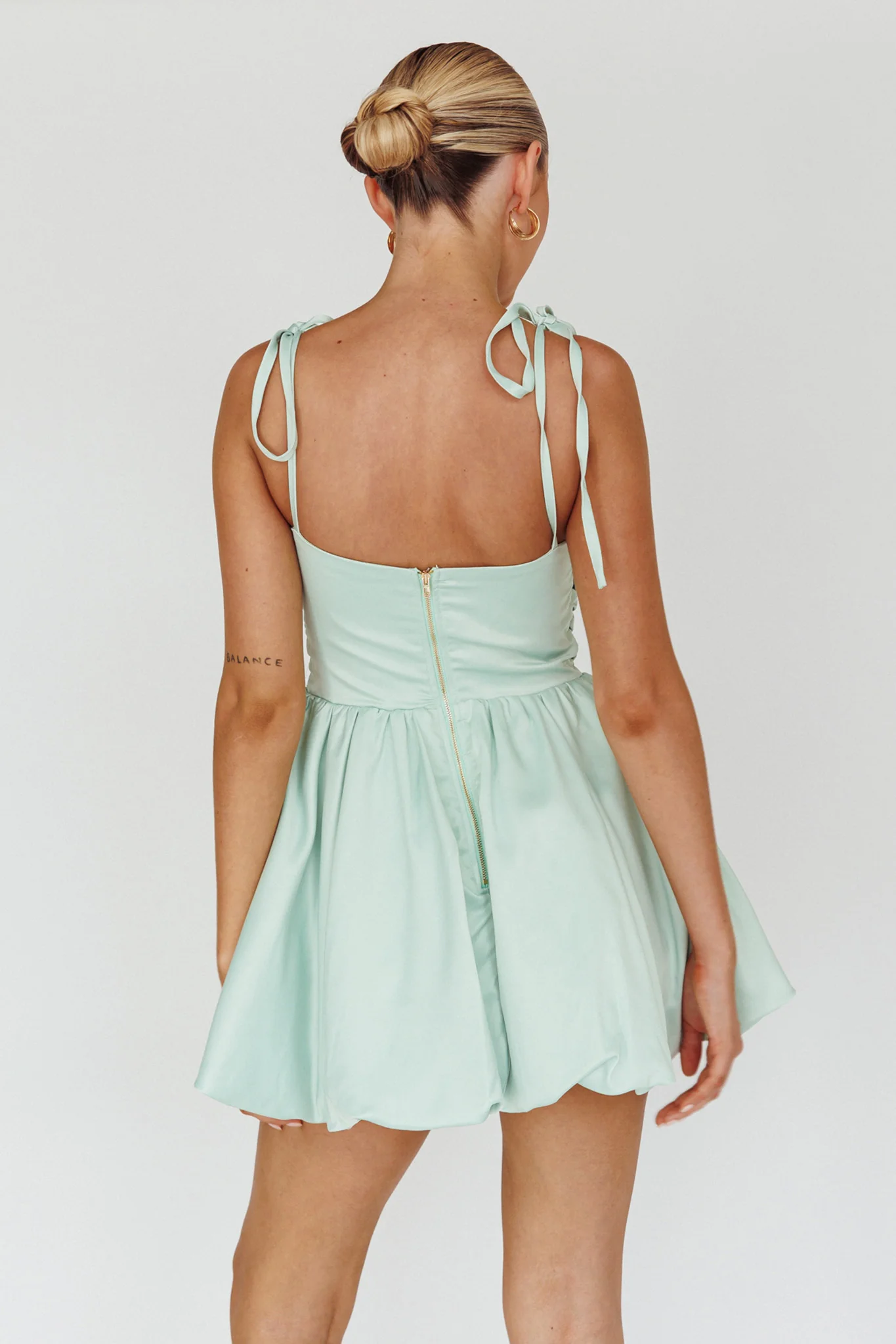 Valery Tied Shoulder Mini Dress Seafoam - Sonourner