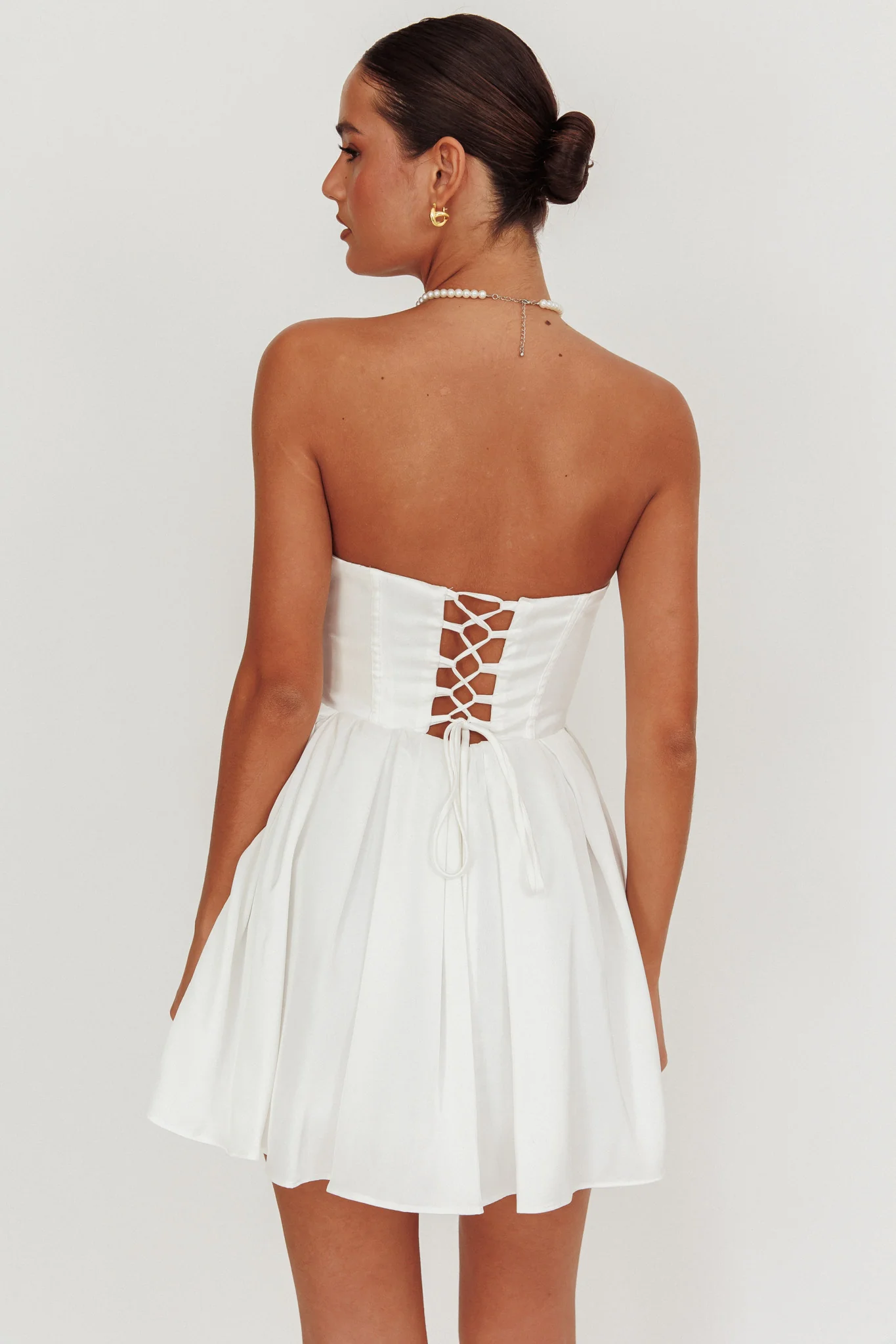 What I Like Sweetheart Neckline Mini Dress Ivory - Sonourner