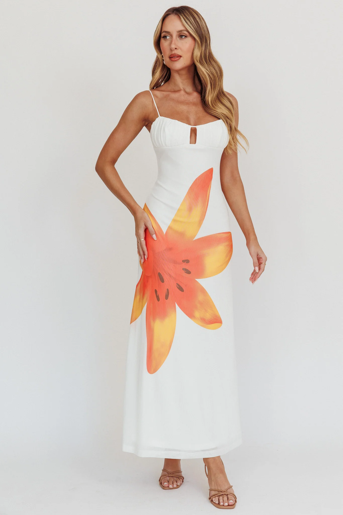 Kailua Floral Print Maxi Dress White - Sonourner