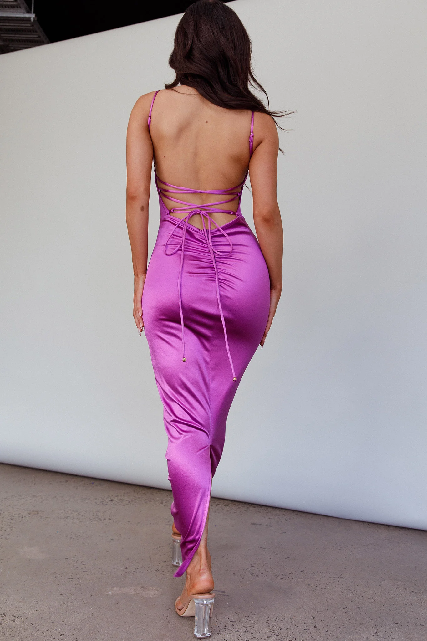 Seraya Lace-Up Back Dress Violet - Sonourner