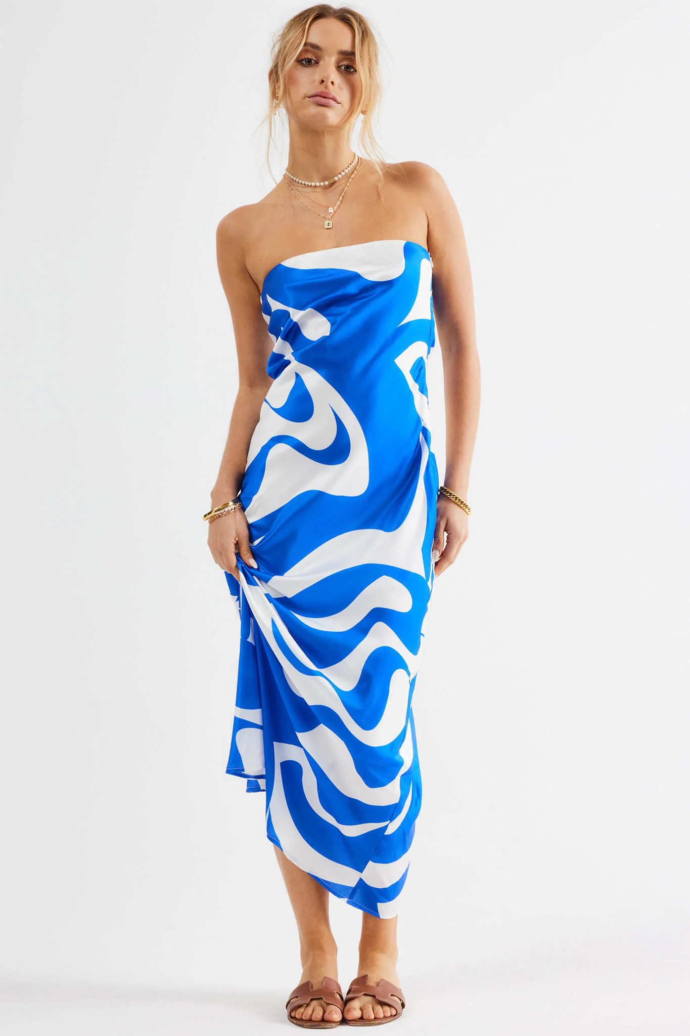 SNDYS Angel Midi Dress Swirl Blue - Sonourner
