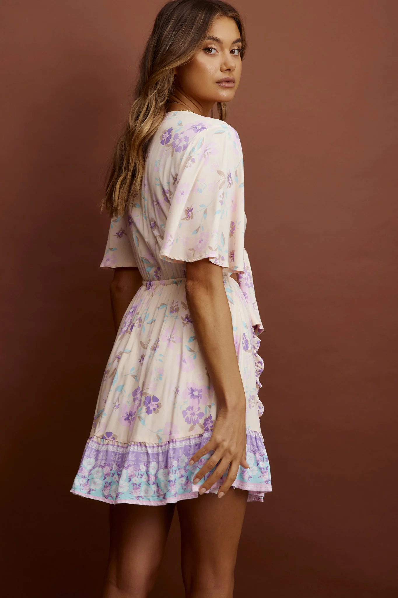 Suva Tie-Knot Bust A-Line Dress Floral Yellow - Sonourner