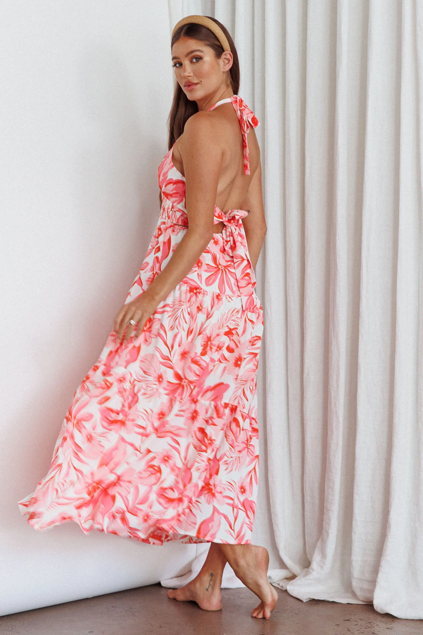 Bondi Keyhole Bust Maxi Dress Floral Pink - Sonourner