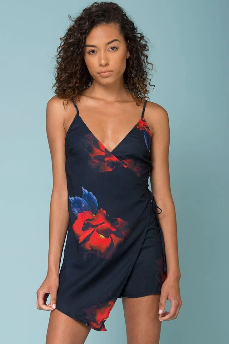Fiji Sexy Floral Print Romper Navy Blossom - Sonourner