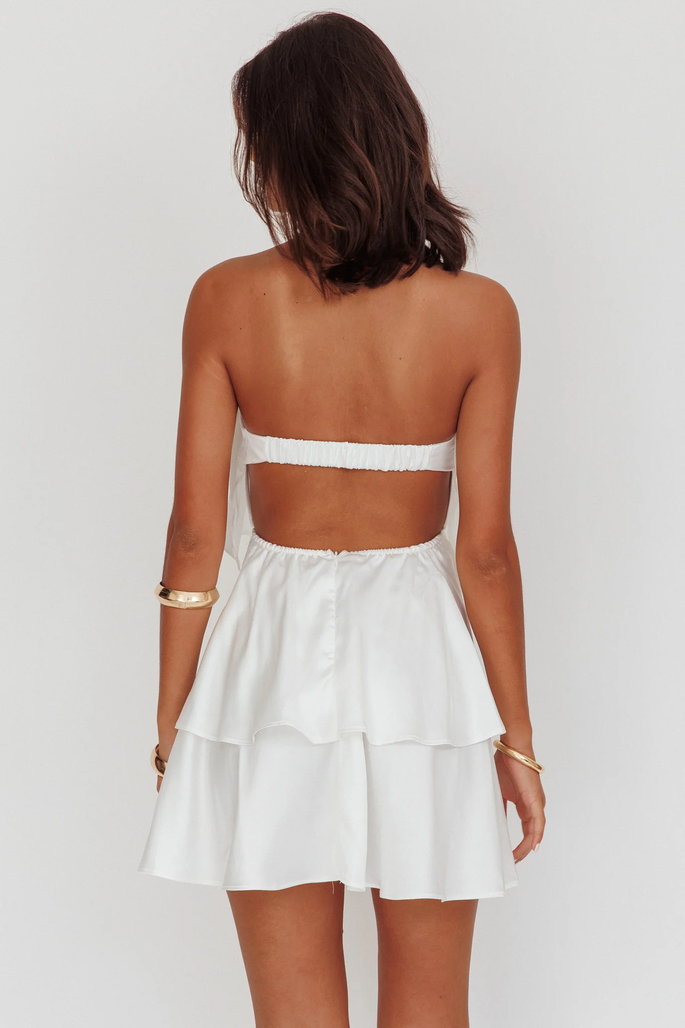 Behati Tiered Layer Strapless Dress White - Sonourner