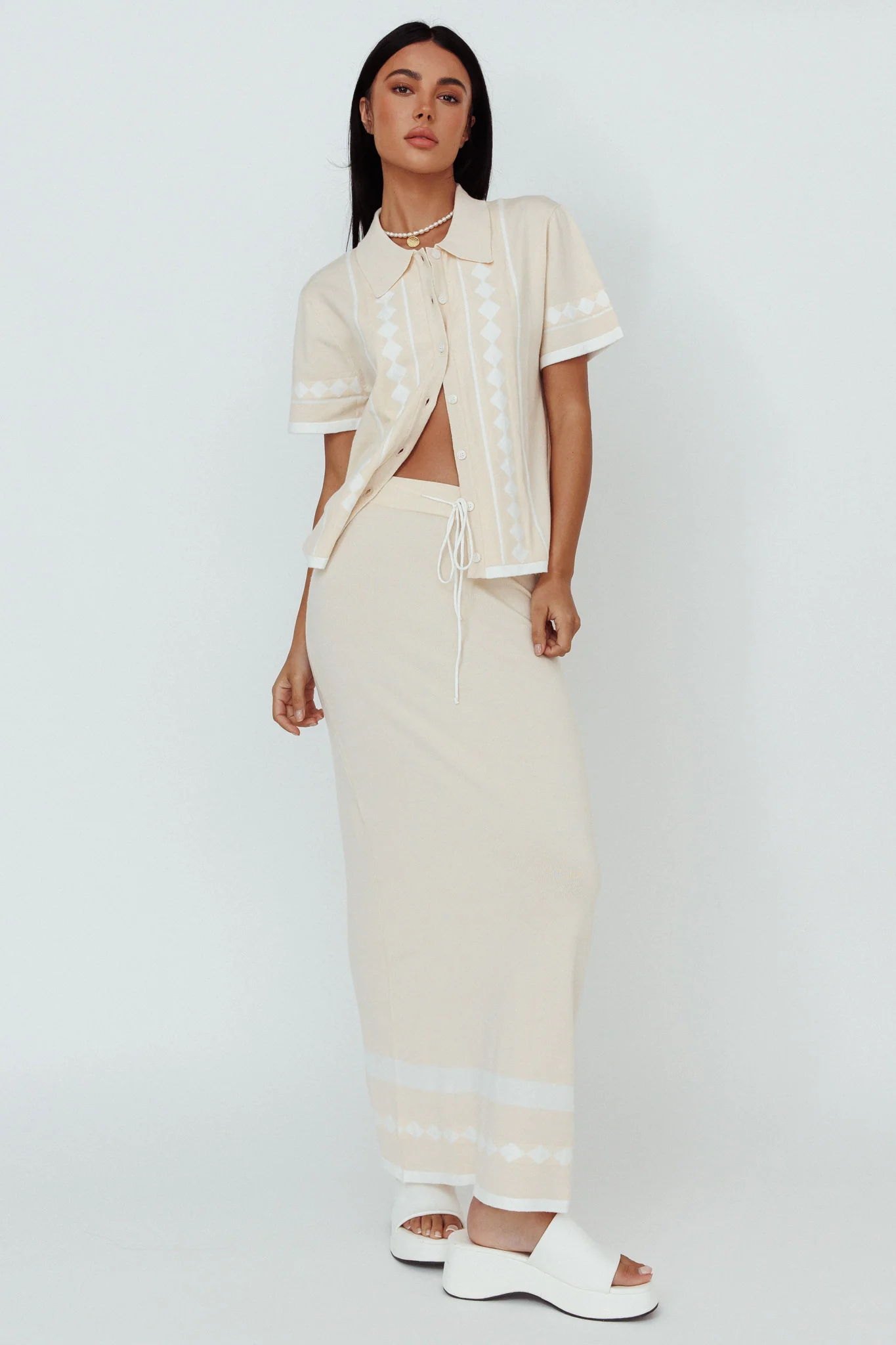 Amalfi Sun Knit Maxi Skirt Sand - Sonourner