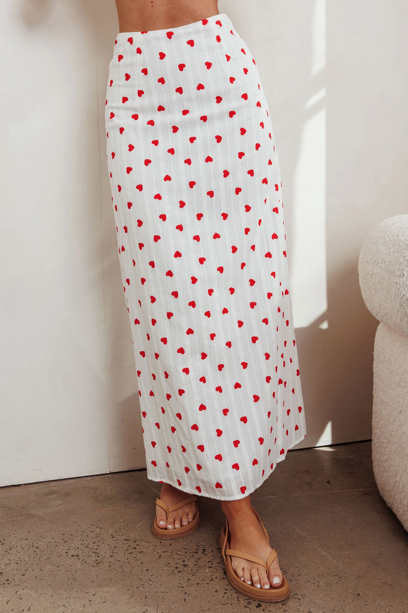 Meet Me There Maxi Skirt Hearts White - Sonourner