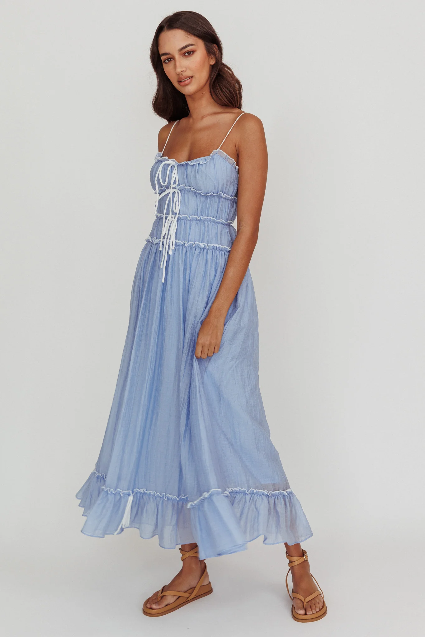 Maidens Tie Accent Maxi Dress Cloud Blue - Sonourner