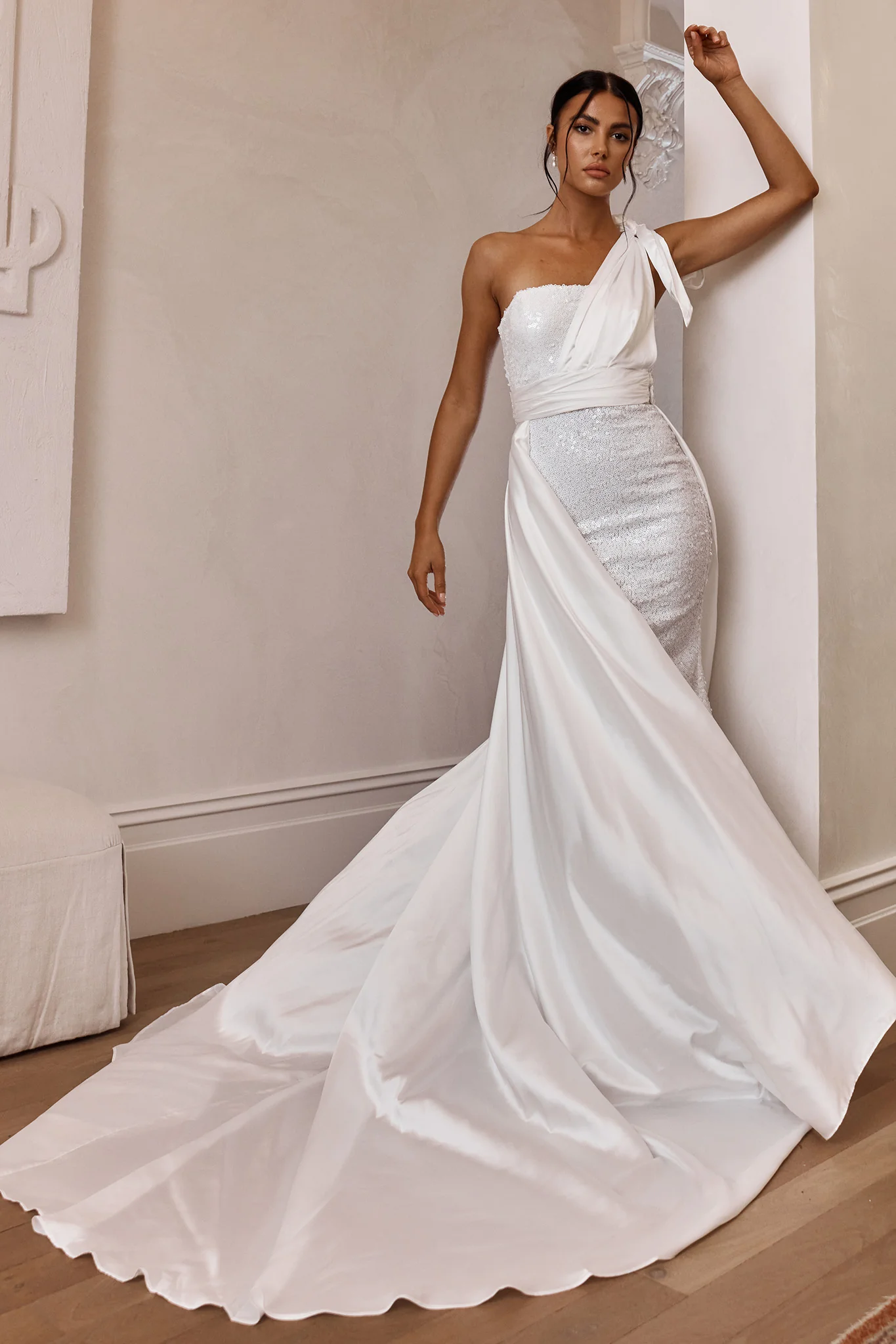 Francene Two Piece Sequin Maxi Dress White - Sonourner