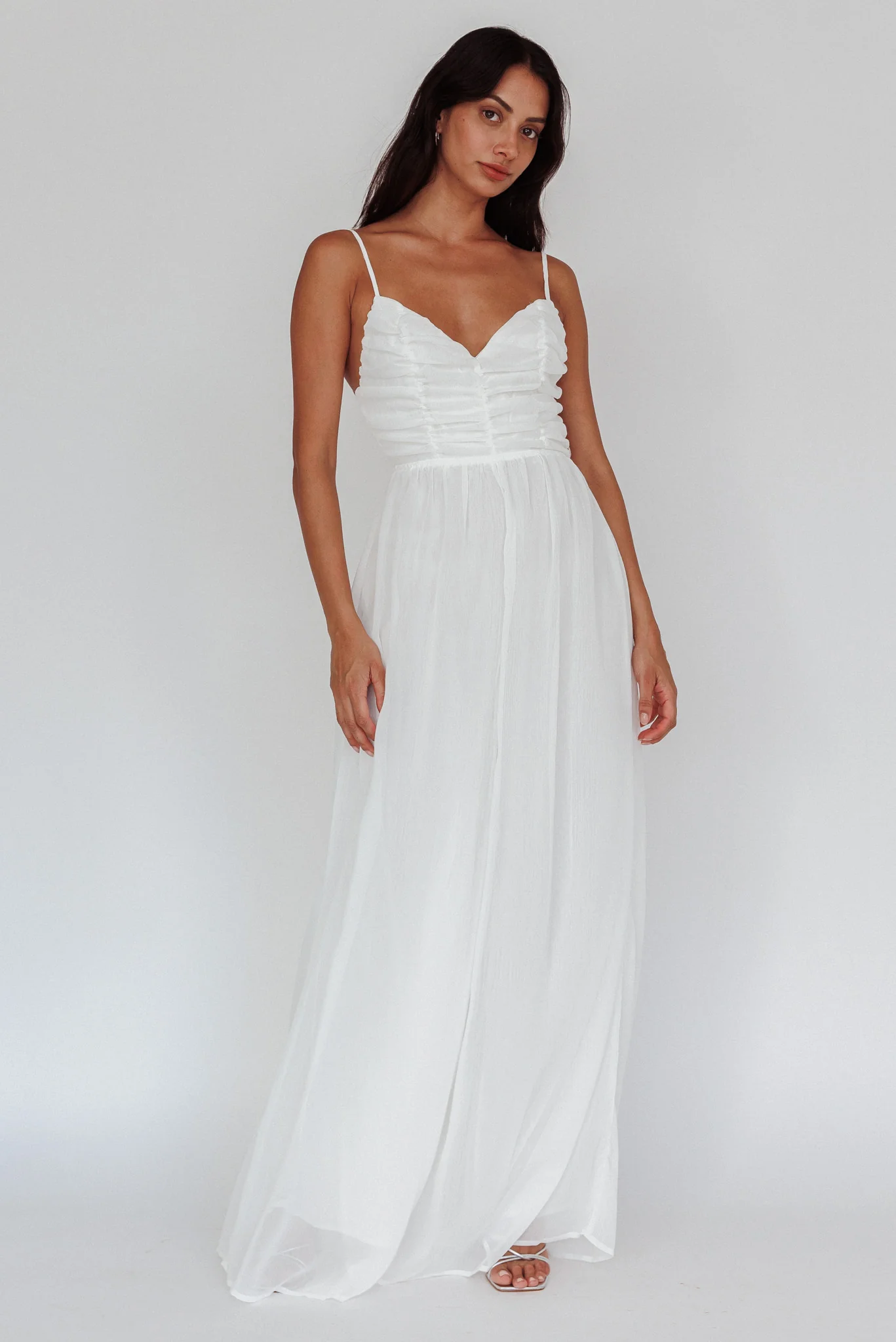 Janicca Ruched Bodice Jumpsuit Off White - Sonourner