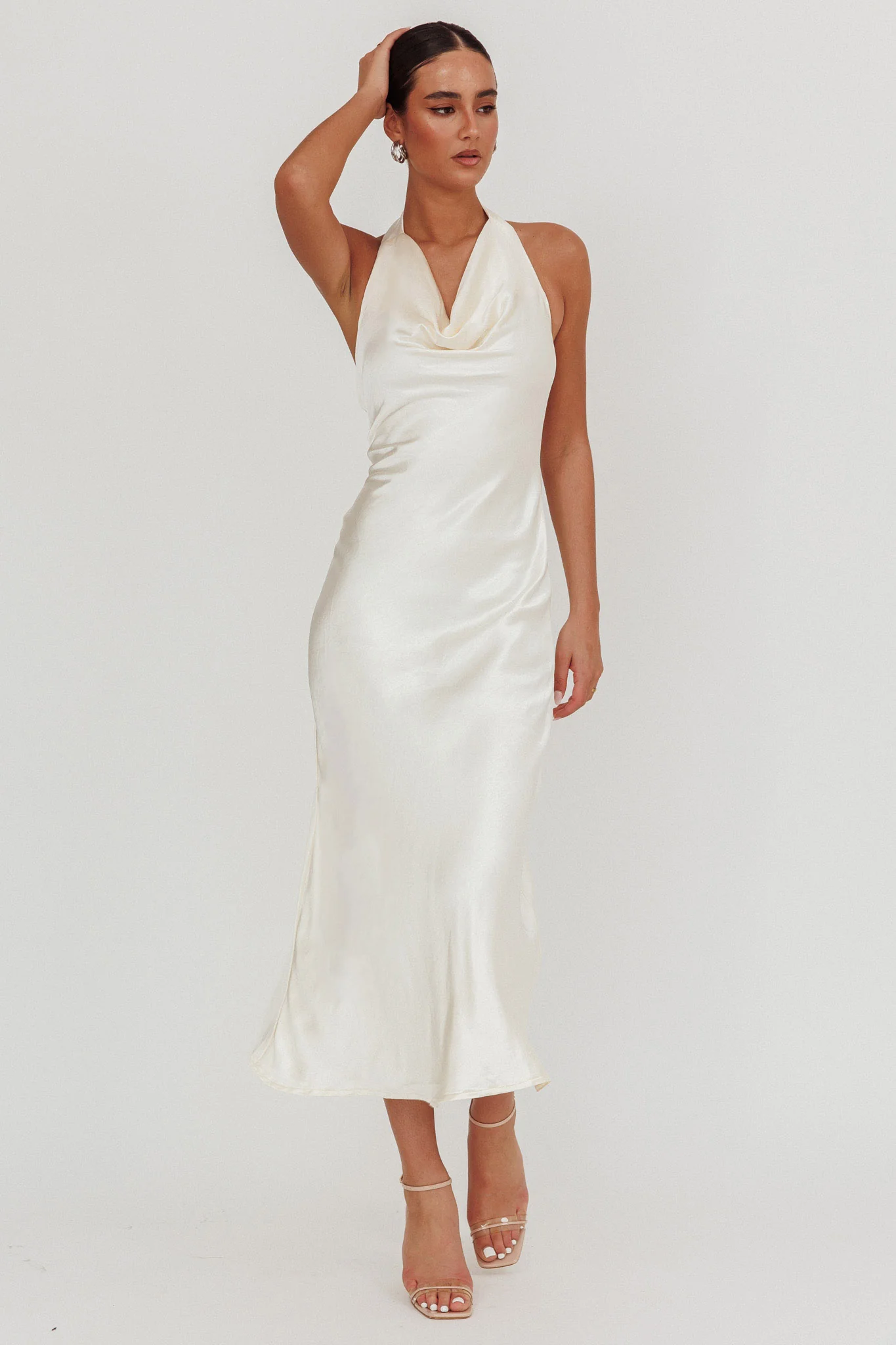 Element Halterneck Maxi Dress Champagne - Sonourner