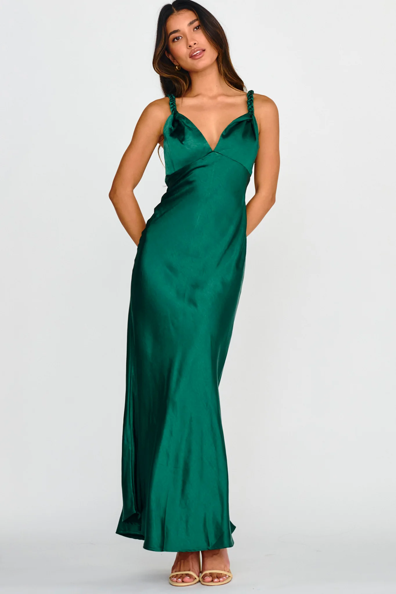 Muraya Braided Strap Maxi Dress Forest Green - Sonourner