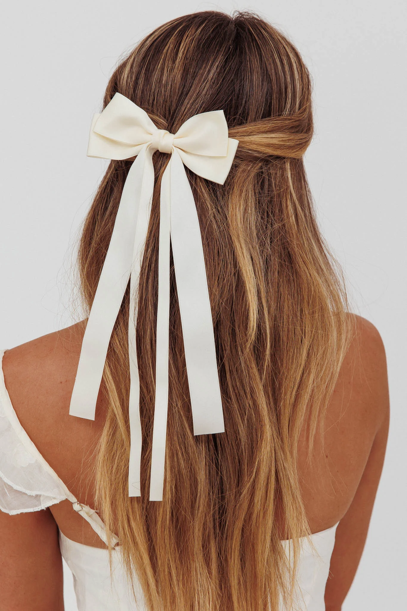 D'Arcy Double Bow Hairclip White - Sonourner