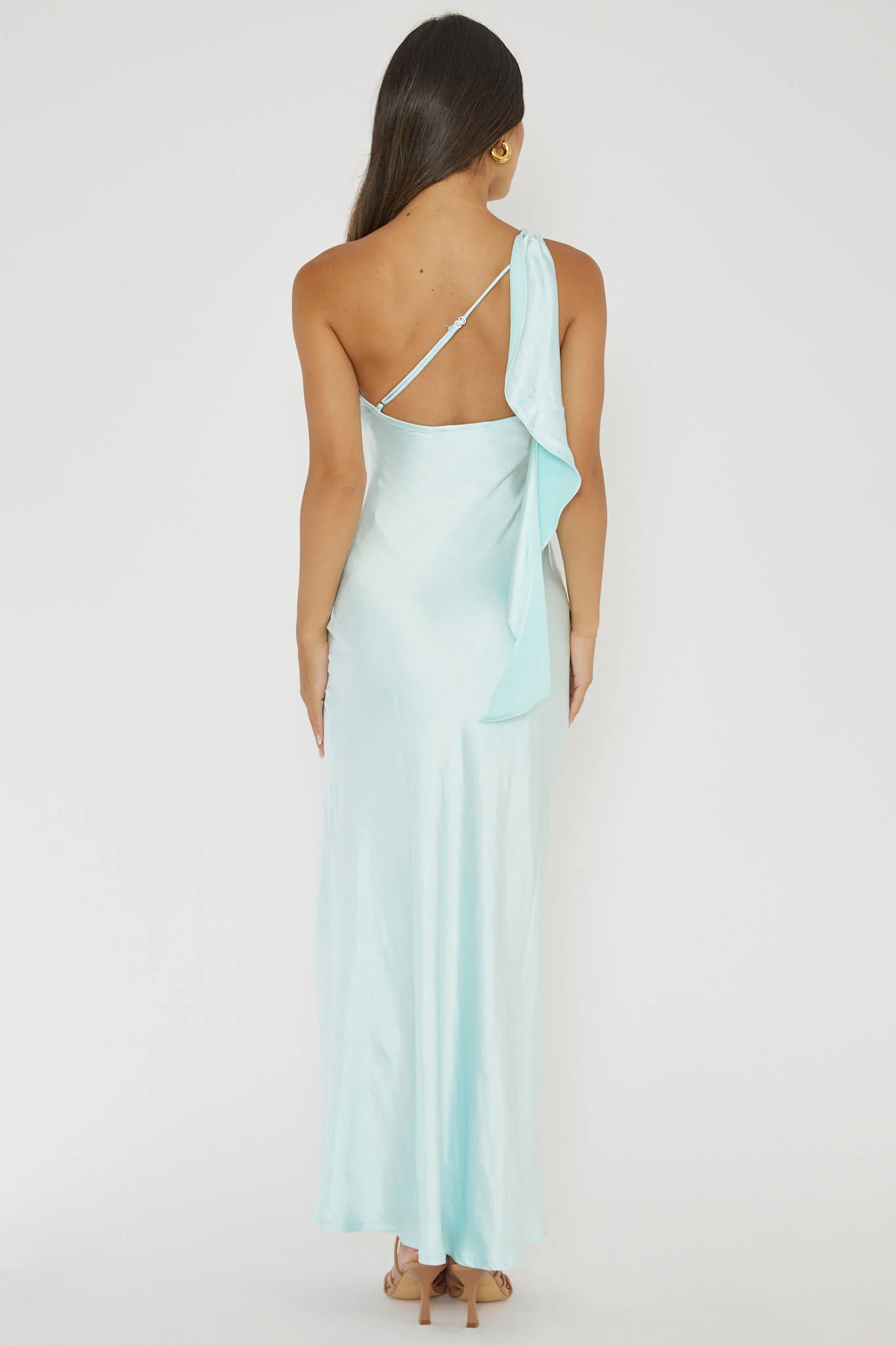 Carmel One-Shoulder Sash Maxi Dress Ice - Sonourner