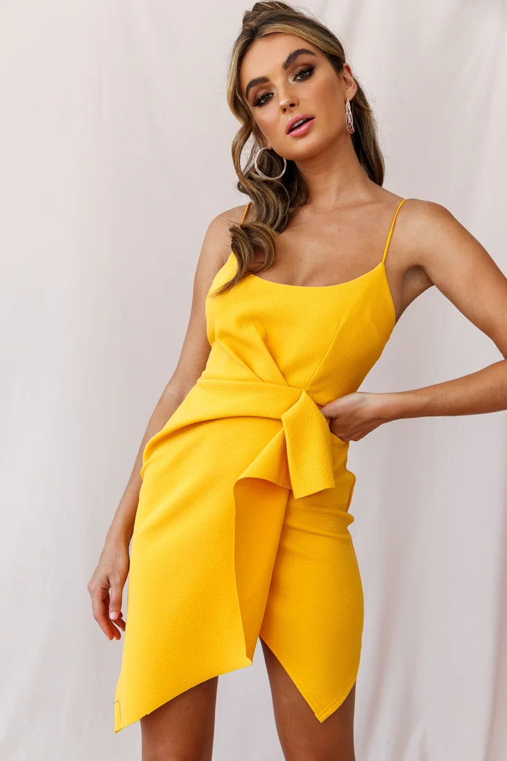 Tesla Cami Strap Sculpted Fabric Dress Yellow - Sonourner