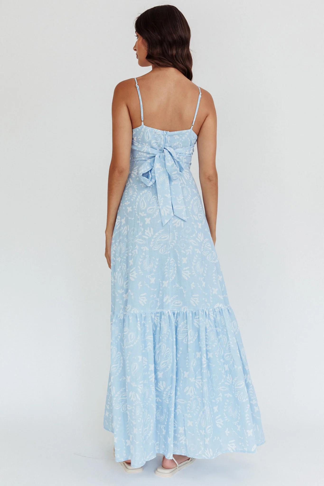 Later Days Cami Strap Maxi Dress Paisley Blue - Sonourner